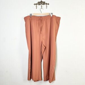 Old Navy StretchTech Wide Leg Crop Pants 3X Hickory Rust Lightweight 831914-00